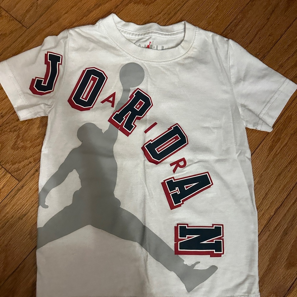 Jordan White and Gray Short Sleeve Tee
